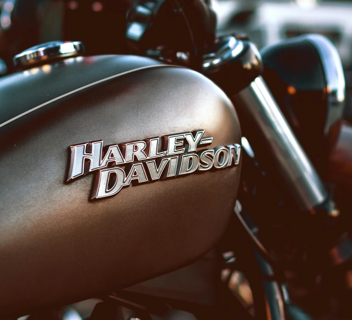 Harley-Davidson motorcycle fuel tank close-up